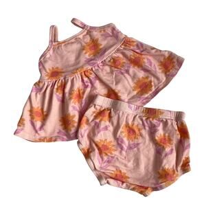 Vivie and Ash Swing Tank and Bloomers Set - Pink Sunflowers - 6-12M